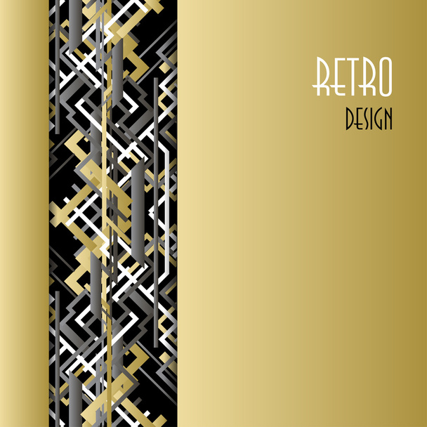 Background with golden silver black art deco outline style design. - Vektör, Görsel