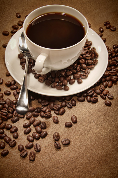 filiżankę kawy na tle drewna - Zdjęcie, obraz