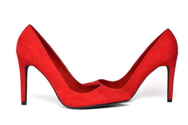 Czerwone zamszowe buty - Zdjęcie, obraz
