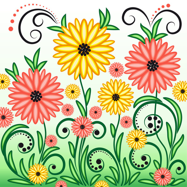Floral greeting card - Vector, imagen