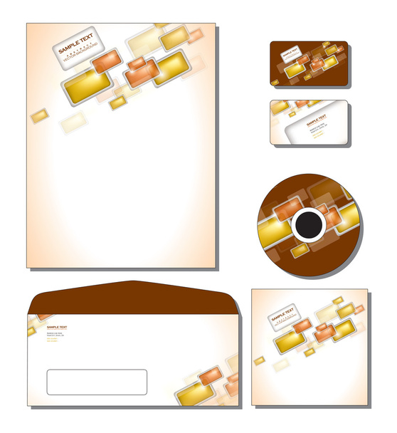 Corporate Identity Template Vector - letterhead, business and gift cards, cd, cd cover, envelope. - Vector, Image