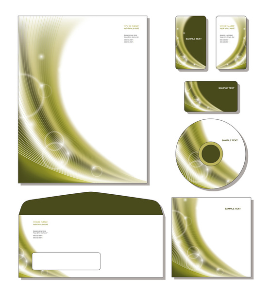 Corporate Identity Template Vector - letterhead, business and gift cards, cd, cd cover, envelope. - Vector, imagen