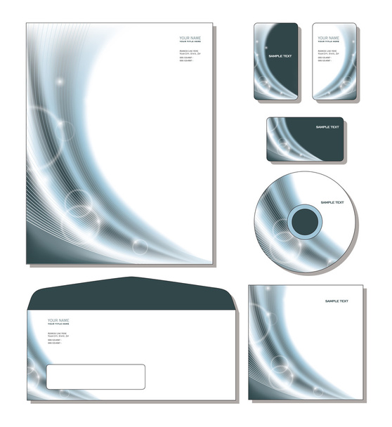 Corporate Identity Template Vector - letterhead, business and gift cards, cd, cd cover, envelope. - Vector, Imagen