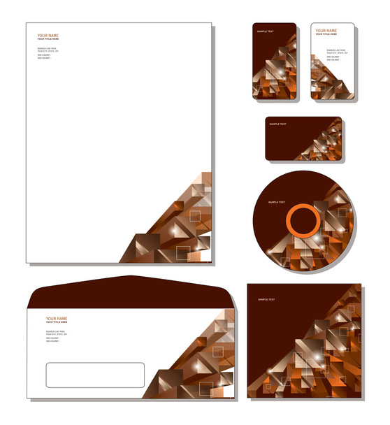 Modèle d'image de marque vectoriel - papier à en-tête, cartes de visite et cadeaux, cd, couverture de cd, enveloppe
. - Vecteur, image