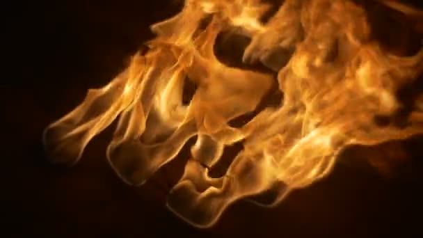 Torches de feu floues brûlent au ralenti Ligne semi-circulaire de feu orange brûle dans une obscurité langues de feu se lèvent en plein air nuit
 - Séquence, vidéo