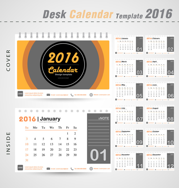 Calendario da scrivania 2016 vettore moderno modello di copertina di design Circle per l'illustrazione da ufficio
 - Vettoriali, immagini