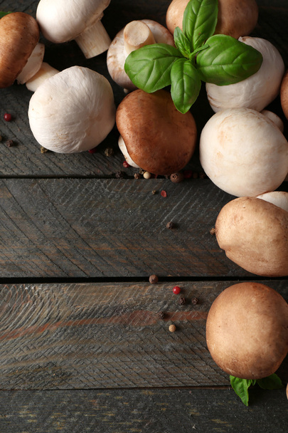 Fresh mushrooms on wooden table - Fotografie, Obrázek