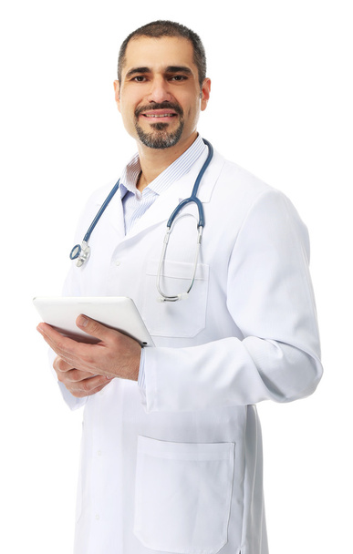 Portrait of a doctor with tablet in hands - Foto, Imagem