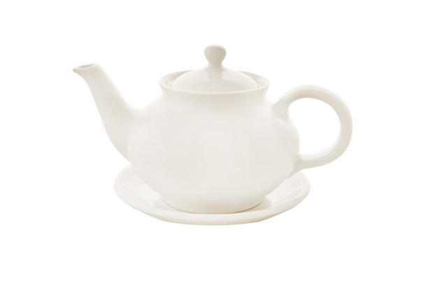 Fehér teáskanna izolált fehér alapon - Fotó, kép