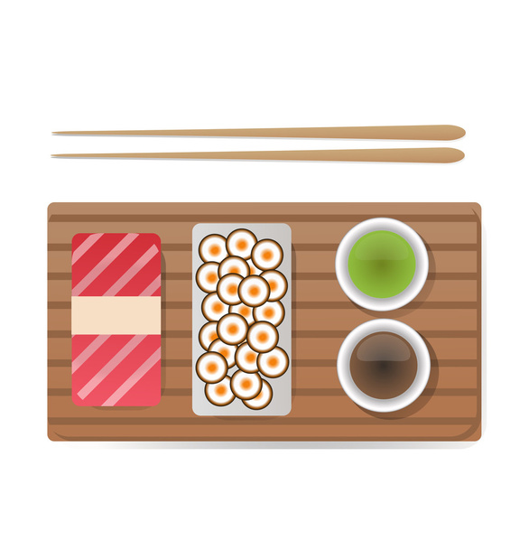 Set de sushi y rollos vectoriales aislados sobre fondo blanco
 - Vector, imagen