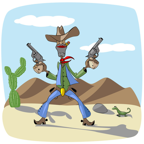 statečný kovboj s revolvery - Vektor, obrázek
