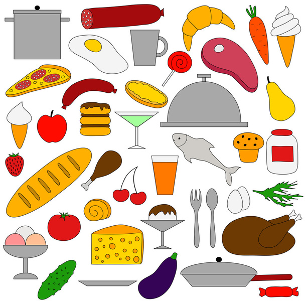 Food and utensils. - Вектор,изображение