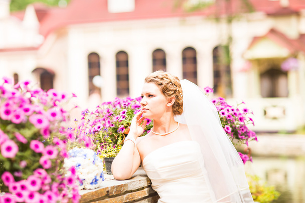 Красивая невеста на открытом воздухе
 - Фото, изображение