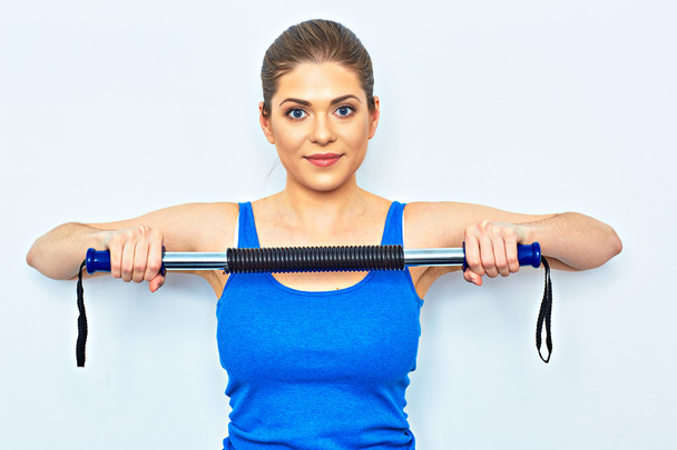 woman posing with fitness rod - Zdjęcie, obraz