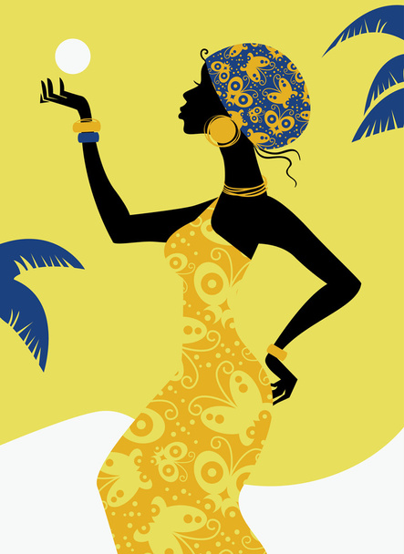 African girl silhouette - Vetor, Imagem