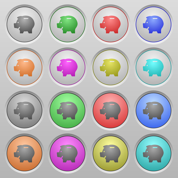 Piggy bank plastic sunk buttons - Vector, Image