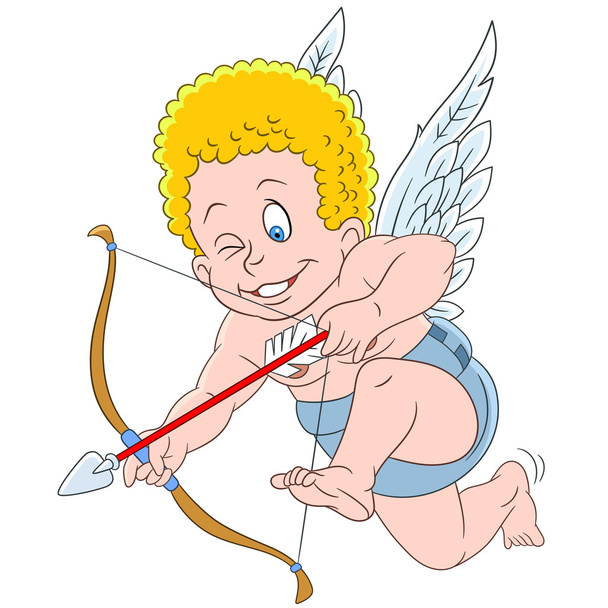 cute cartoon aiming cupid - Вектор,изображение