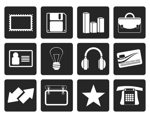 Black Office and business icons - Vektor, Bild