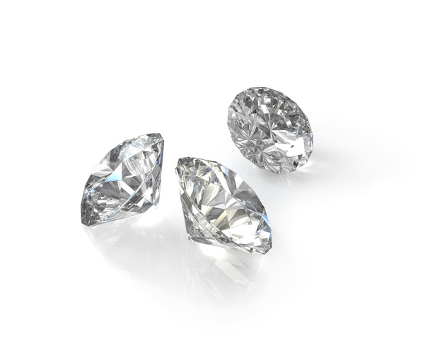 Tres redondos, antiguos diamantes de talla europea
 - Foto, Imagen