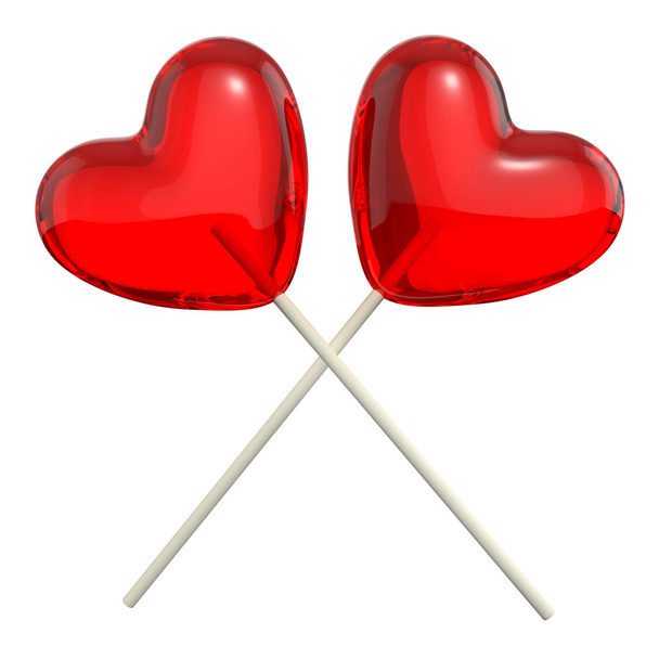 Two crossed heart shaped lollipops - Foto, Imagem