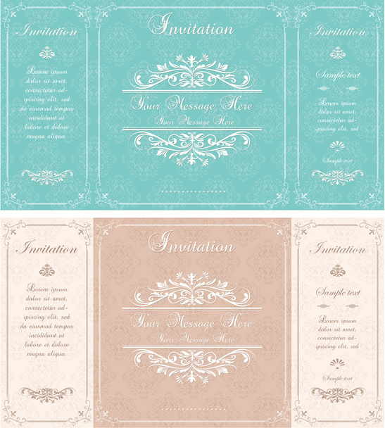 Vintage invitation card with abstract floral background - Vector, Image