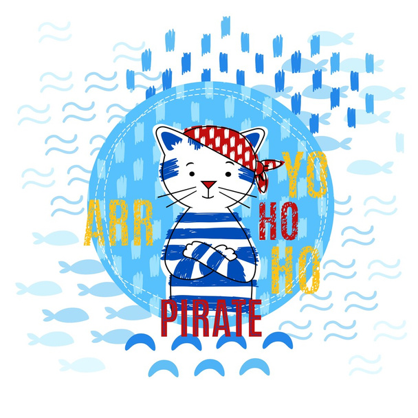 Pirate cat vector illustration - Vector, Image