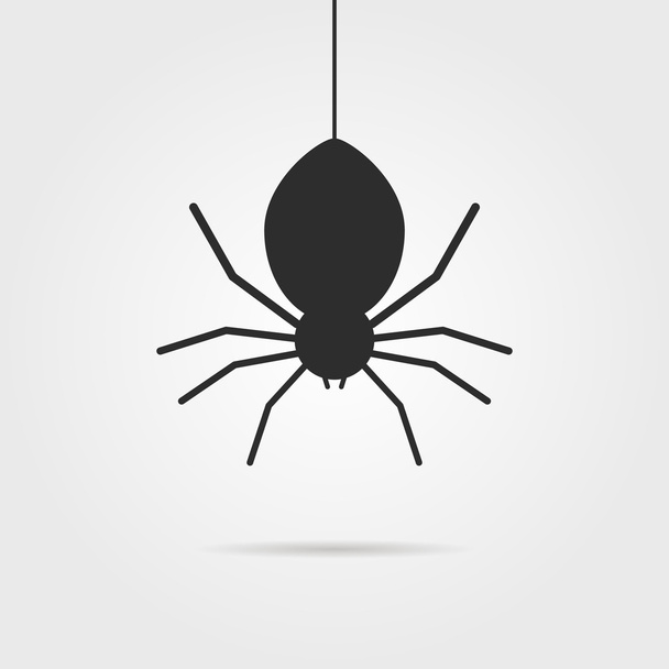 black spider icon with shadow - Vector, Imagen