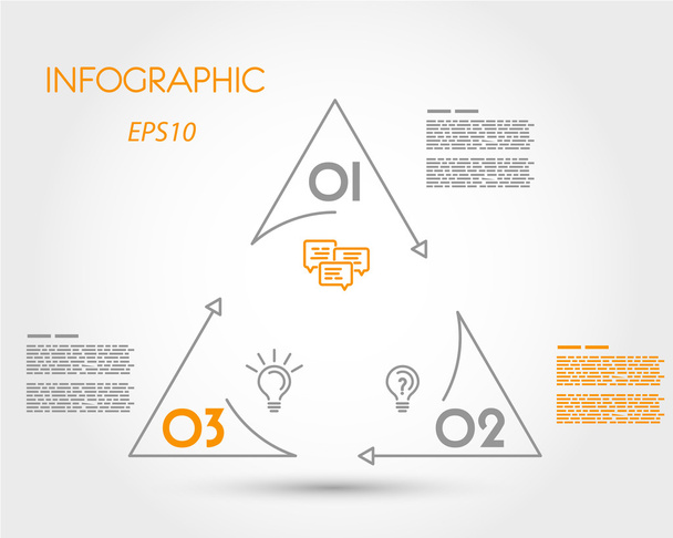 linear infographic triangle with circle - Vector, Image