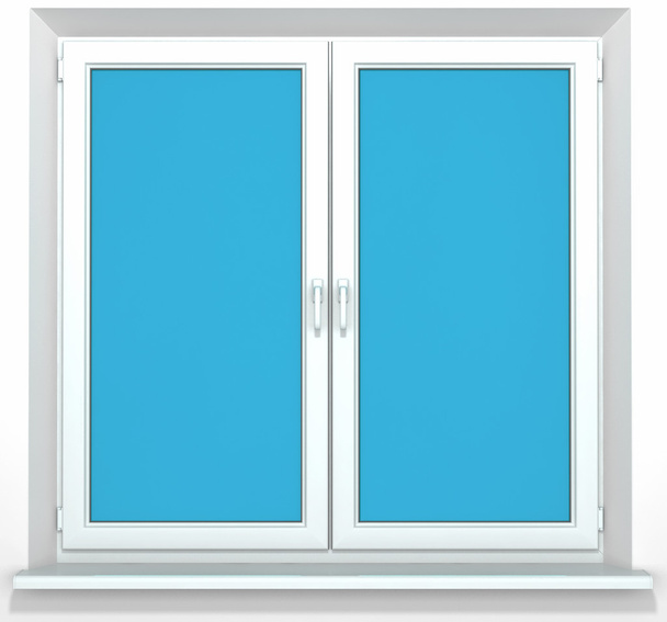 Ventana de doble puerta de PVC blanco aislada en blanco
 - Foto, Imagen