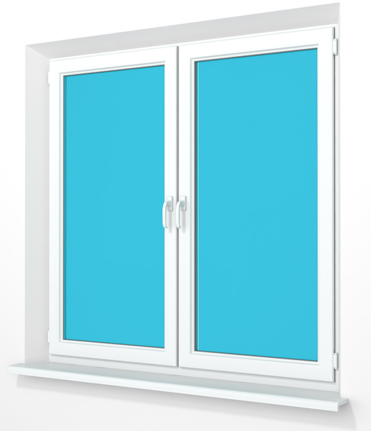 Fenêtre double porte en plastique PVC blanc isolé sur blanc
 - Photo, image