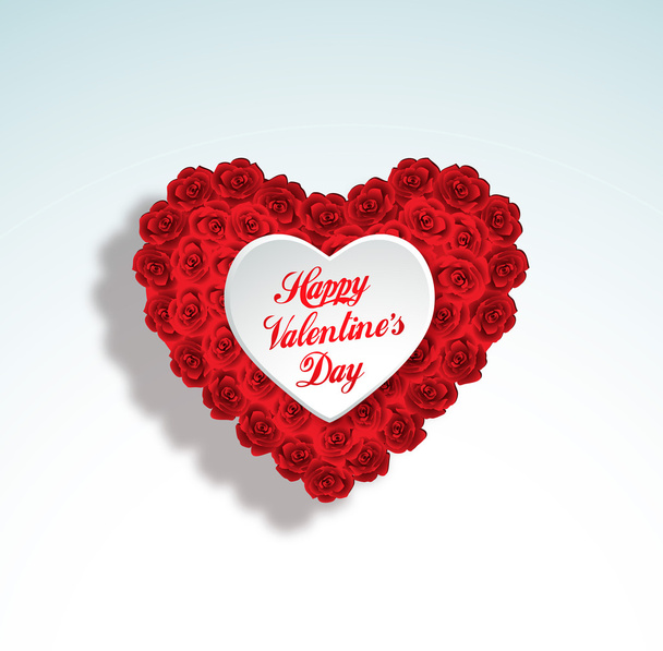 Valentine heart made of roses - Vektor, obrázek
