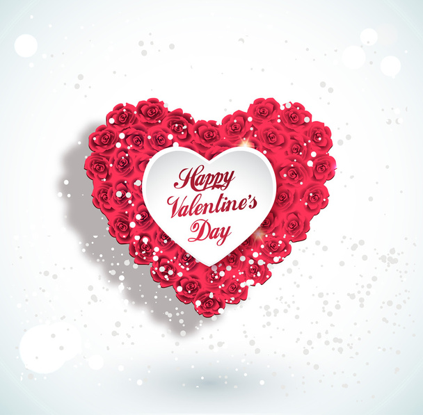 Valentine heart made of roses - Vector, imagen
