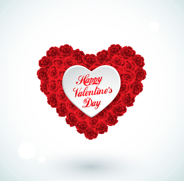 Valentine heart made of roses - Вектор, зображення