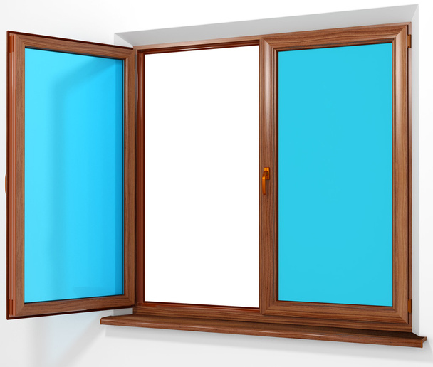 PVC colorido laminado janela de porta dupla de plástico isolado no branco
 - Foto, Imagem