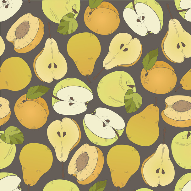 Apples and pers seamless pattern - Vector, Image