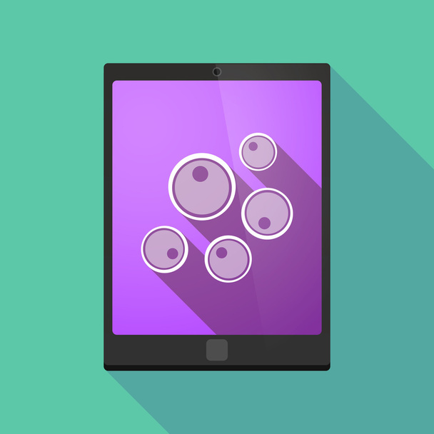 Tableta de sombra larga pc icono con ovocitos
 - Vector, imagen