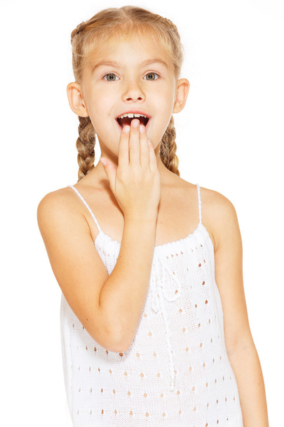 Funny little girl with pigtails - Photo, Image