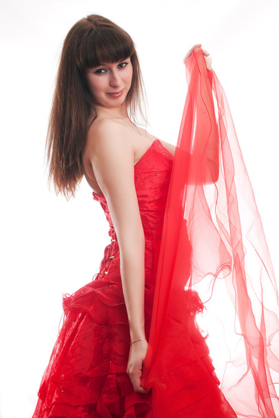 The girl in a red ball dress - Foto, Imagen
