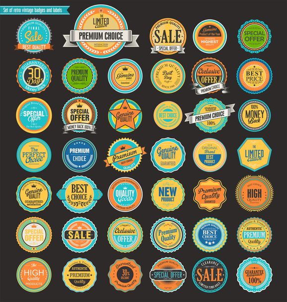 Retro vintage badges and labels collection - Vector, Image