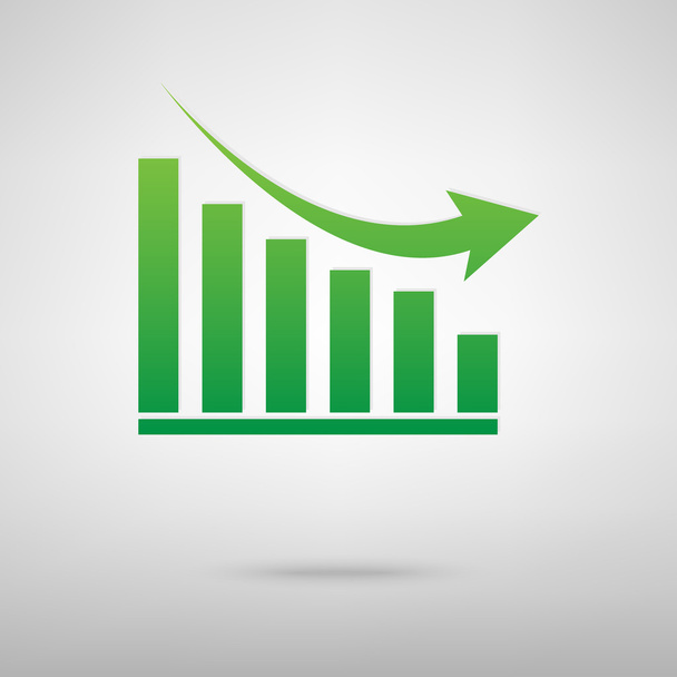 Declining graph. Green icon - Vector, Image