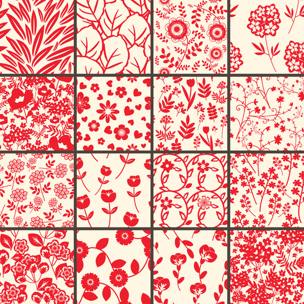 花のパターン セット - ベクター画像