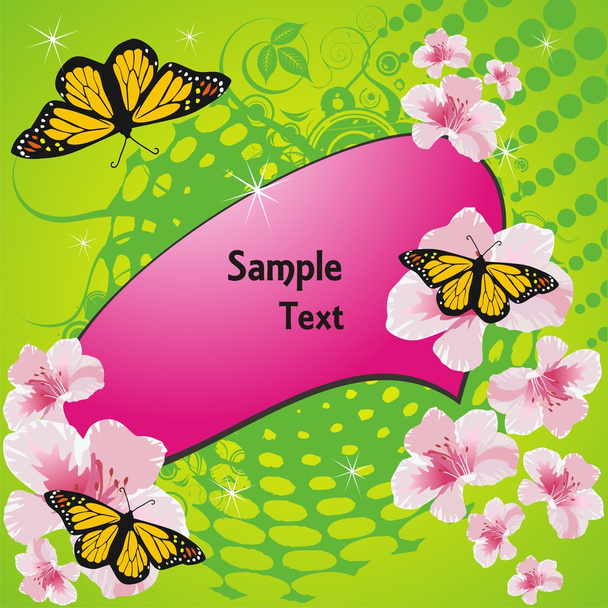 Butterfly round landscape. Vector - Vector, Image