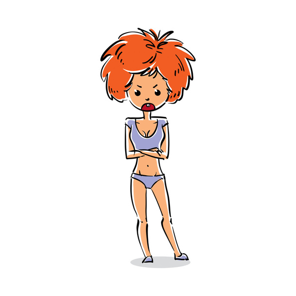 angry adult red-haired lady - Vecteur, image