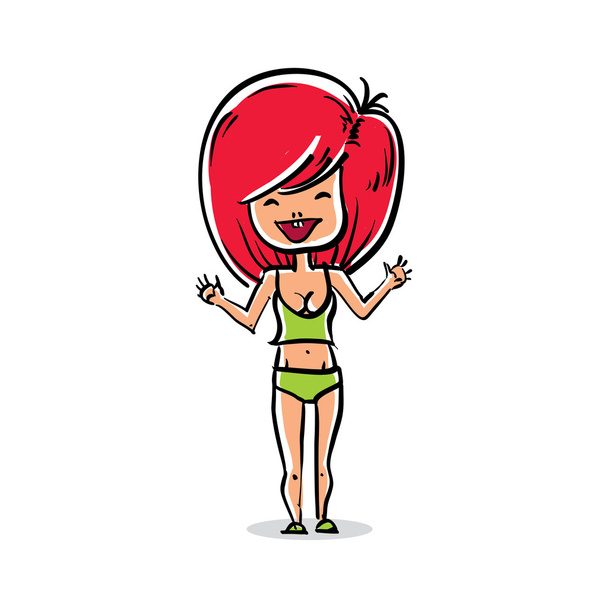 beautiful red-head lady - Διάνυσμα, εικόνα