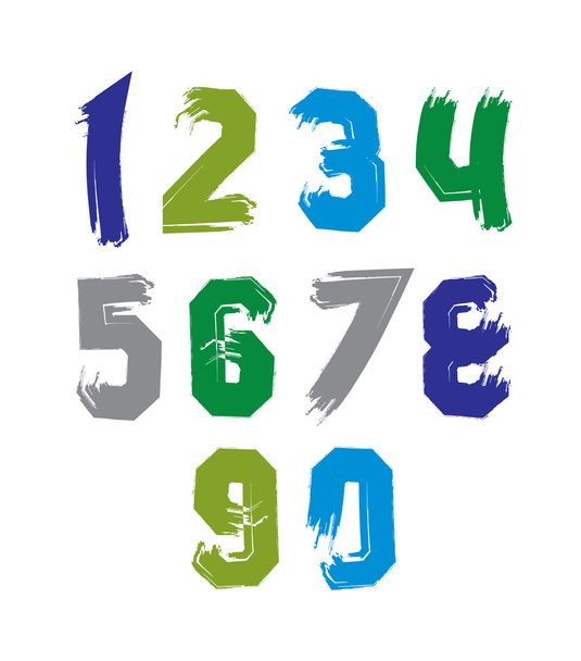 Multicolored handwritten numbers - Vektör, Görsel