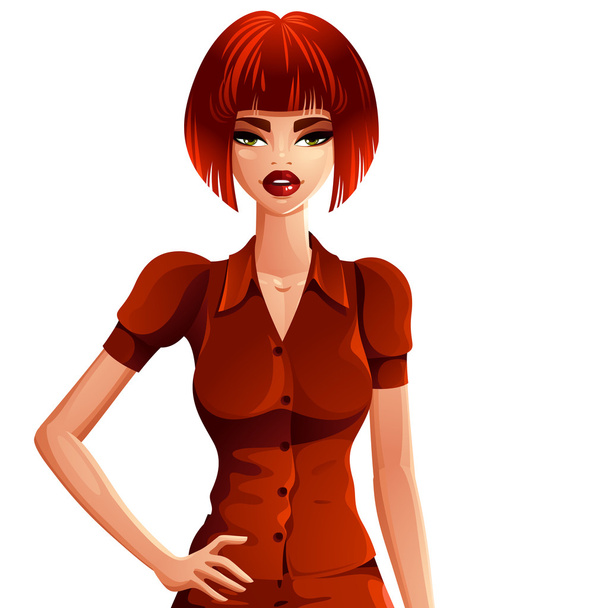 red-haired business lady - Вектор,изображение