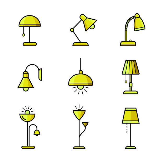 Lampen und Beleuchtungsgeräte - Vektor, Bild