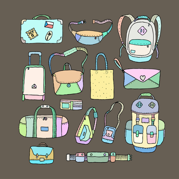 Set of Sketch Bags. - Vektor, kép