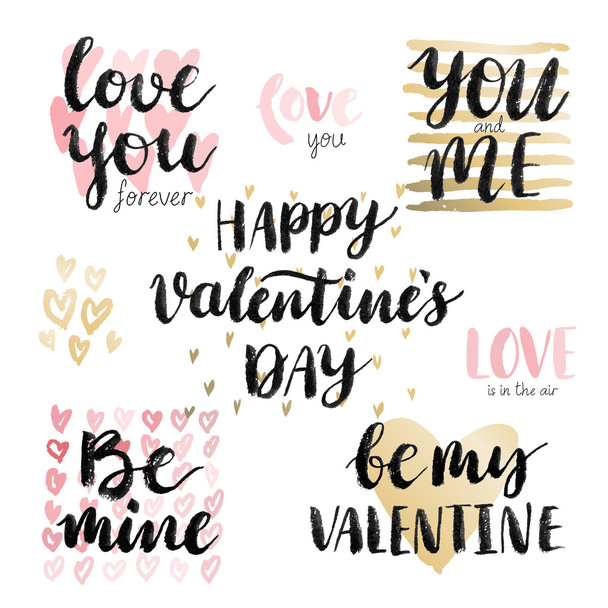 Valentine`s Day Calligraphic Set.  - Vektör, Görsel