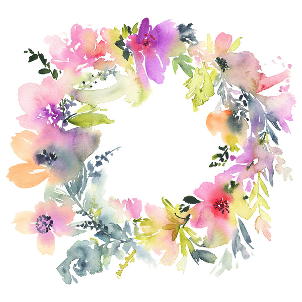 Greeting card with flowers. Pastel colors. Handmade. - Valokuva, kuva